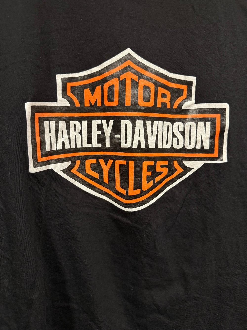 Harley-Davidson womens Black Tee with Orange & White Shield Logo image 2